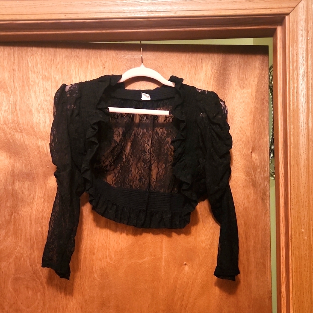 Black Lace Women's Peplum Shrug Size Small